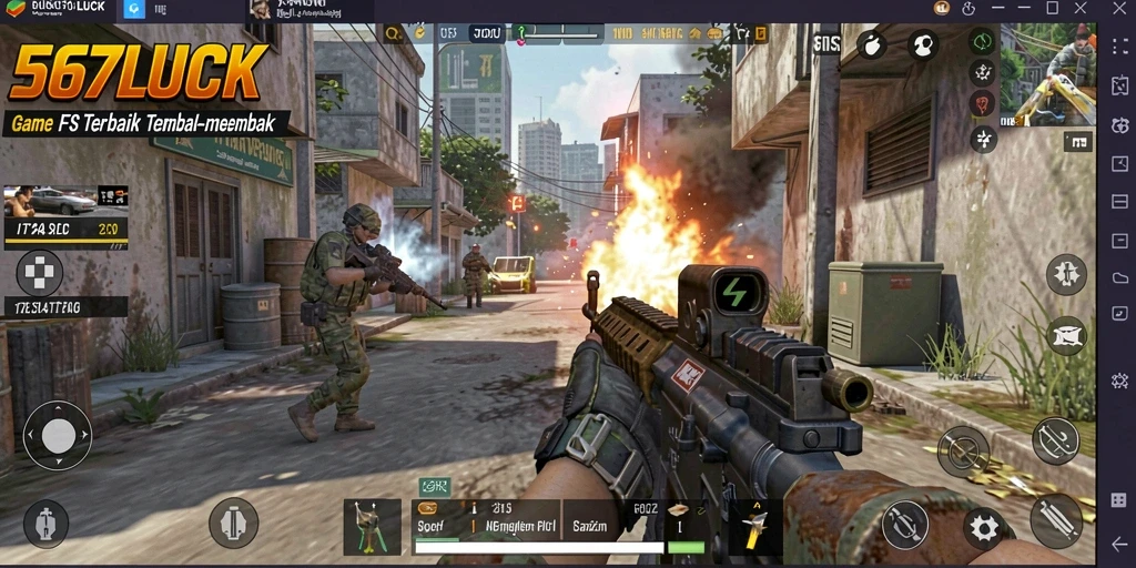Tampilan gameplay 567LUCK dengan aksi tembak-menembak yang seru