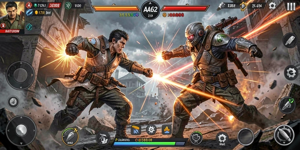 Tangkapan layar gameplay mendebarkan dari pertarungan di AA62.