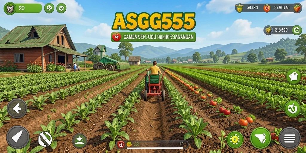 Screenshot gameplay ASG55 yang menunjukkan aktivitas bertani yang seru.