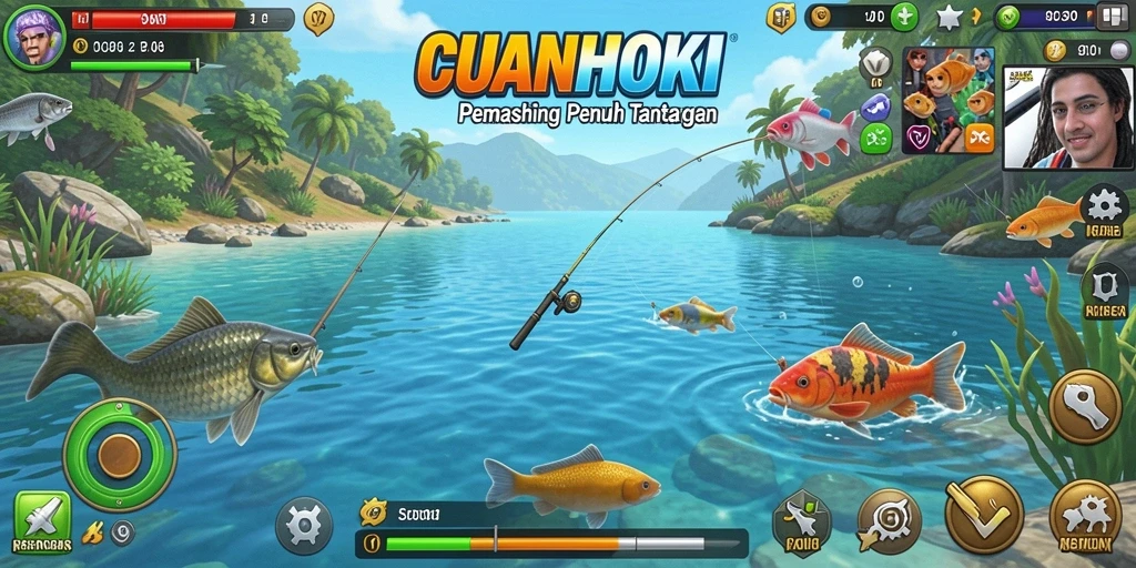Screenshot gameplay CUANHOKI menampilkan pengalaman memancing yang seru dan interaktif.