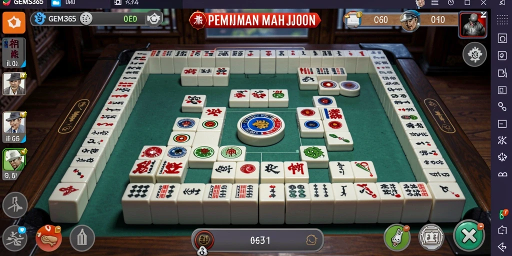Tampilan menarik dari gameplay Mahjong di GEMS365.