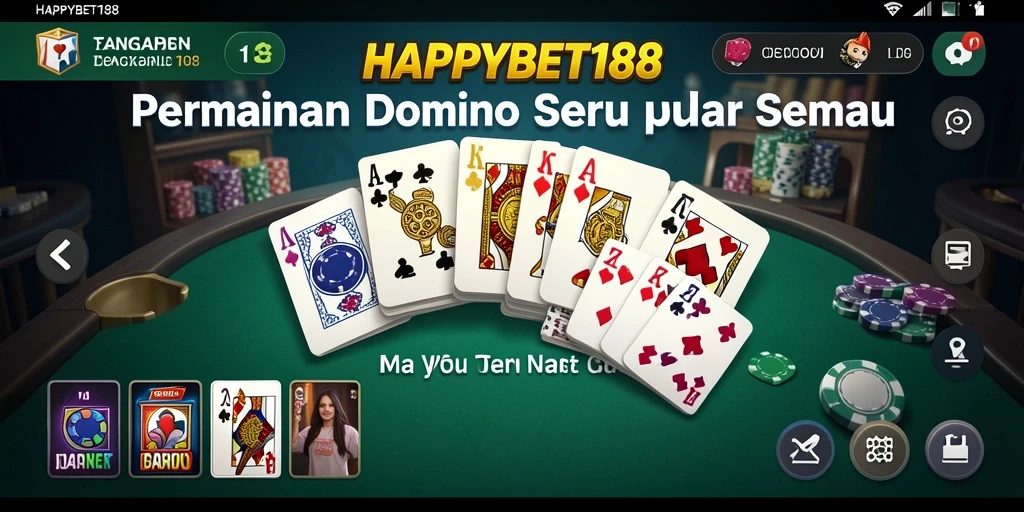 Gameplay seru Domino di HAPPYBET188 dengan tampilan menarik.