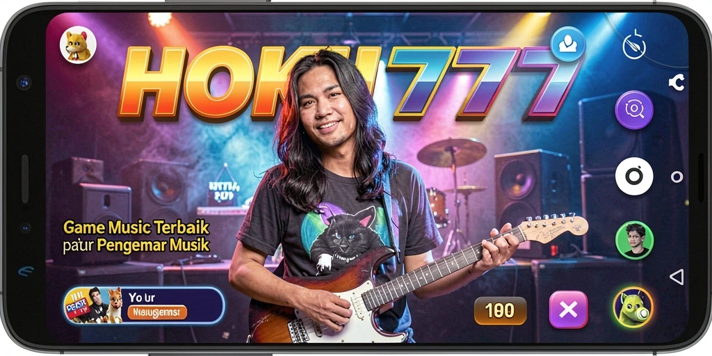 Tampilan gameplay HOKI777 dengan tantangan musik yang seru.