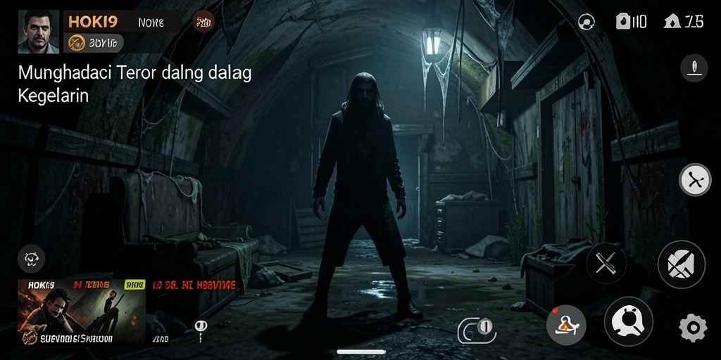 Screenshot menunjukkan atmosfer menyeramkan dan gameplay HOKI9 yang mencekam.
