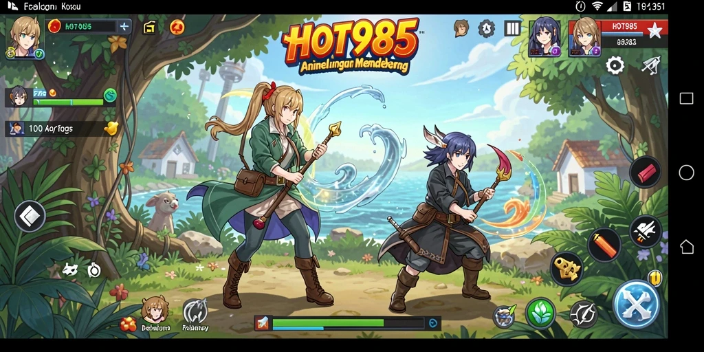 Screenshot gameplay dari <strong>HOT985</strong> yang menampilkan pertarungan karakter anime.
