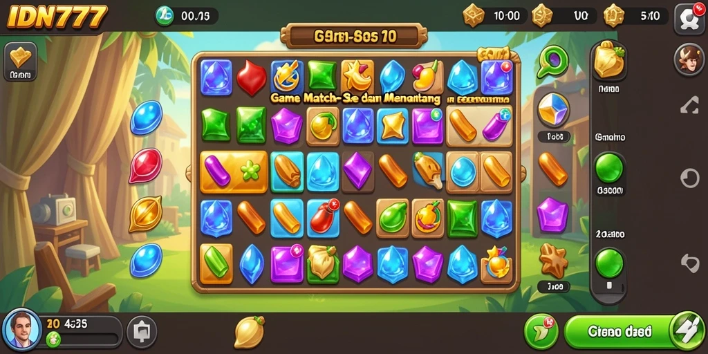 Screenshot gameplay IDN777 menampilkan aksi Match-3 yang seru.