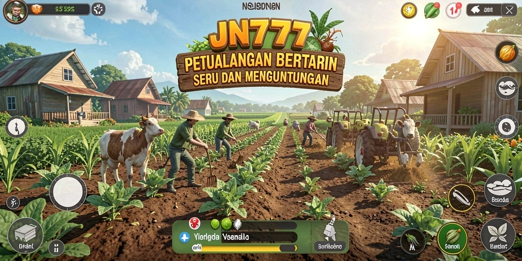 Screenshot gameplay JNT777 menampilkan aktivitas bertani yang seru dan interaktif.