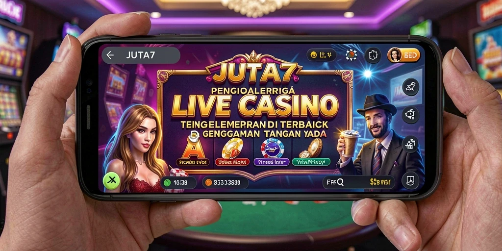 Screenshot JUTA7 menampilkan dealer langsung dalam aksi permainan Live Casino.