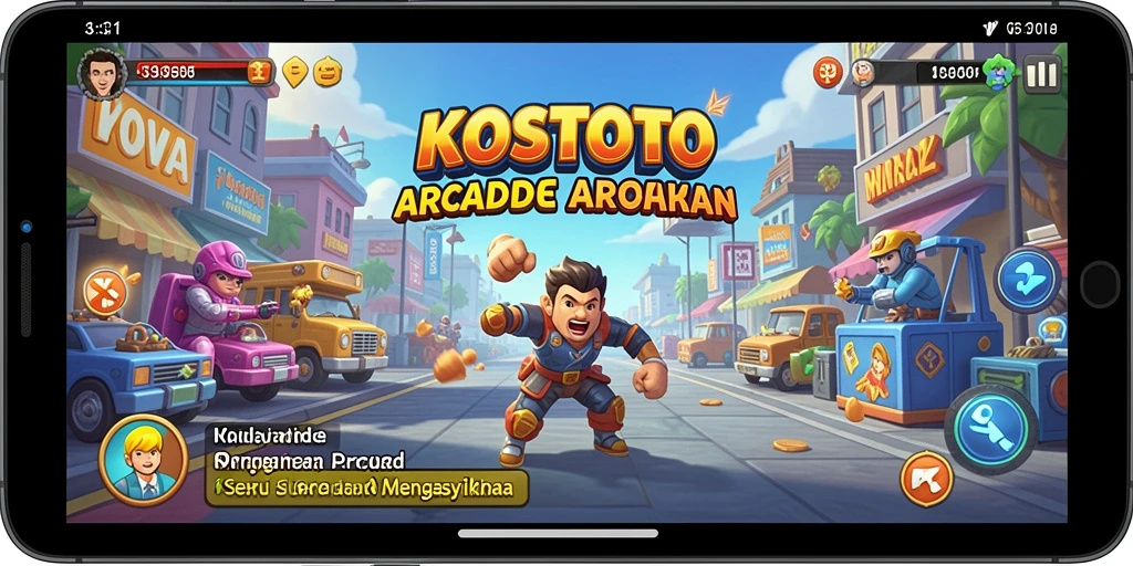 Screenshot gameplay KOSTOTO yang penuh warna dan tantangan seru.