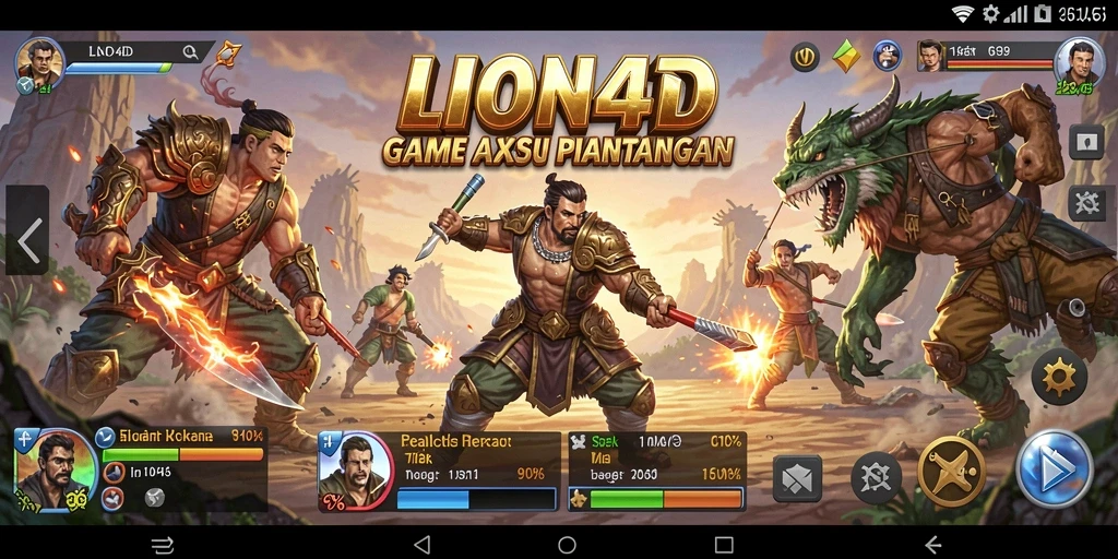 Tangkapan layar utama LION4D yang menunjukkan gameplay aksi seru.