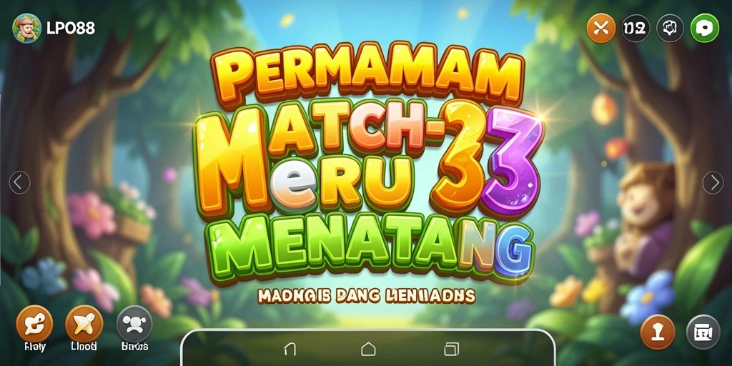 Tampilan gameplay LPO88 dengan objek match-3 yang berwarna-warni.