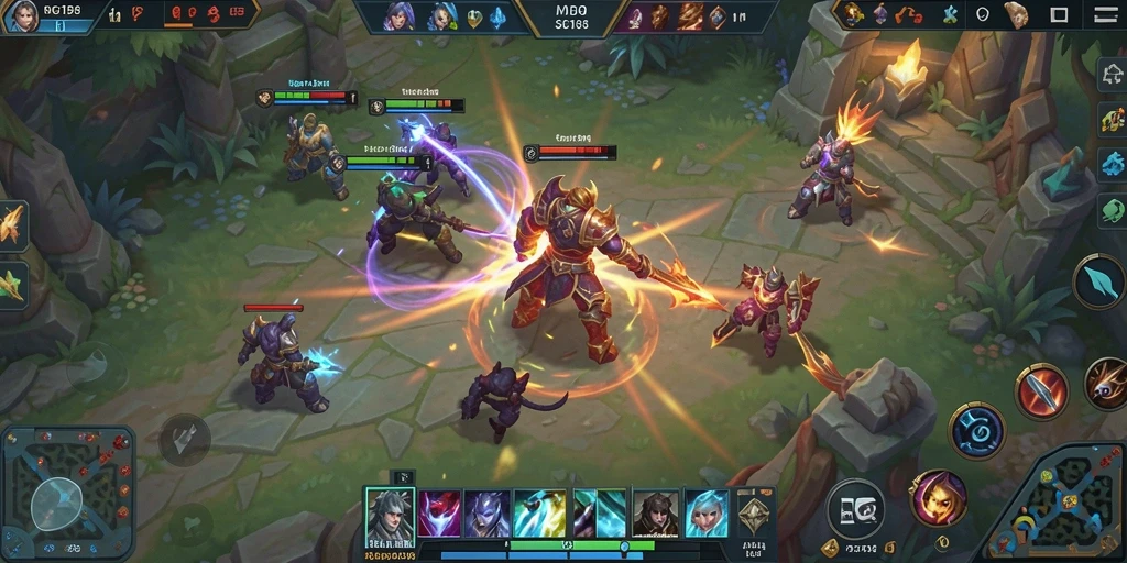 Screenshot MDG188 menampilkan pertarungan intens di arena MOBA.