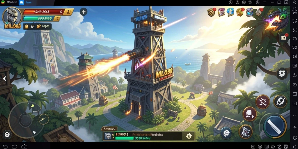 Tampilan gameplay menawan dari MILO88 dalam pertahanan menara.