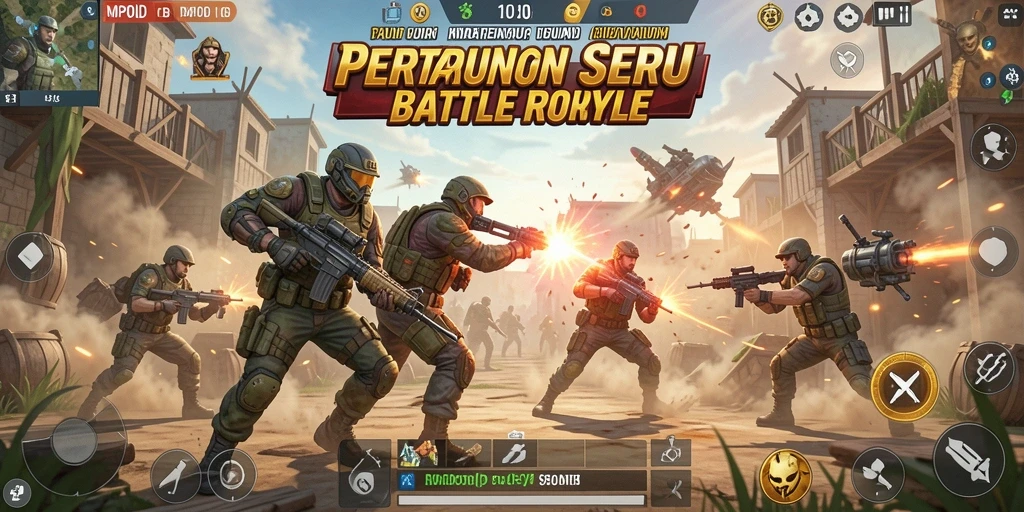Tampilan screenshot utama MPOID menunjukkan aksi seru di battlefield Battle Royale.