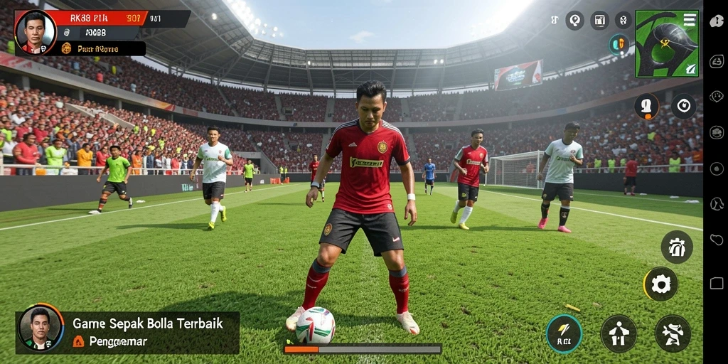 Screenshot menampilkan aksi seru dalam game sepak bola RK88.