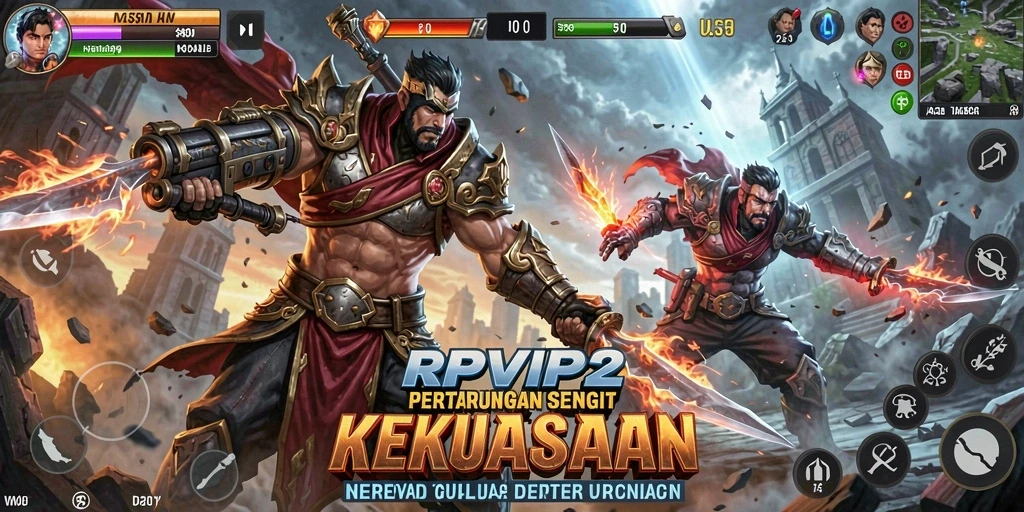 Screenshot utama RPVIP2 menampilkan aksi pertarungan yang mendebarkan.
