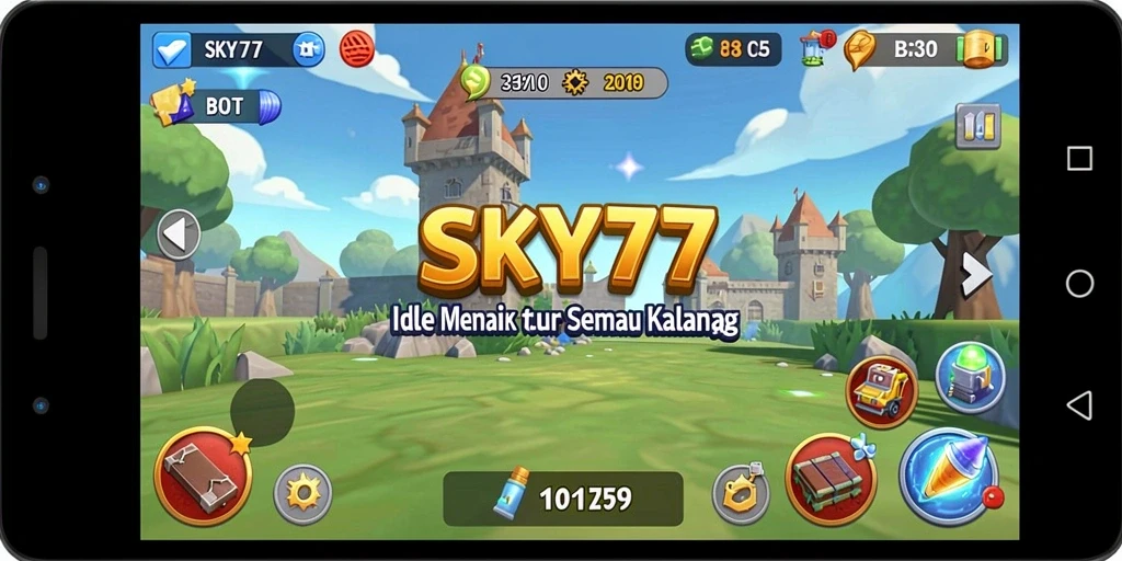 Tampilan menarik dari gameplay <strong>SKY77</strong> yang menampilkan elemen Idle.