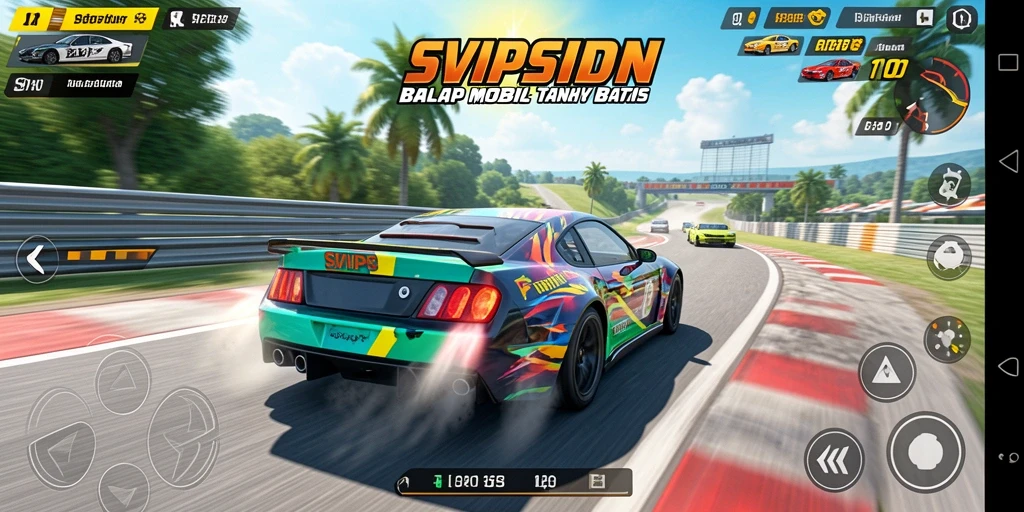 Tampilan gameplay balapan mobil yang mendebarkan di SVIPSIDN.