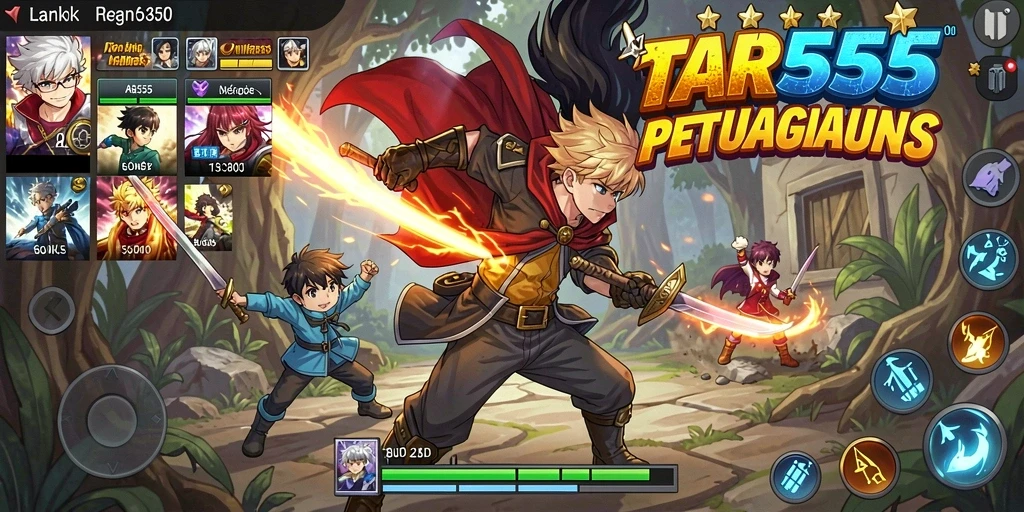Tampilan gameplay yang dinamis dan penuh warna dari TAR555.
