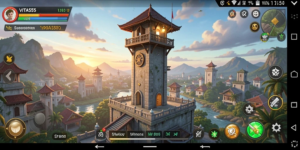Tangkapan layar permainan VITA555 yang menampilkan serangan musuh dalam Tower Defense.