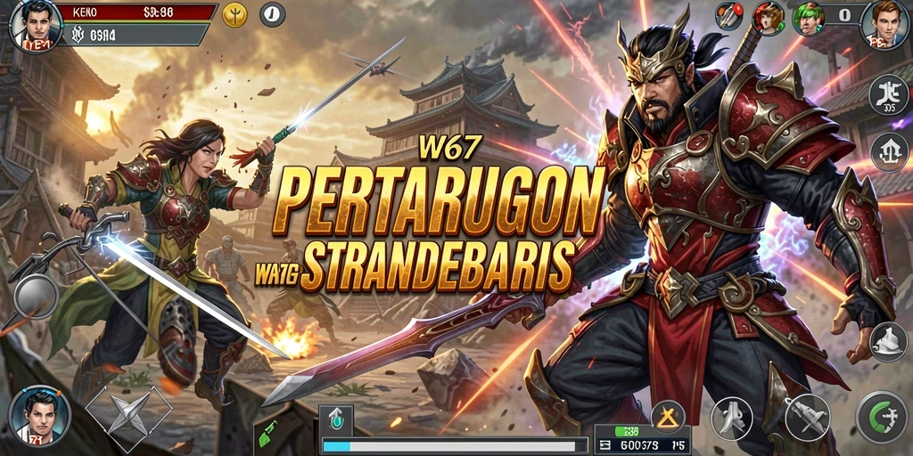 Gameplay W67 menampilkan strategi pertempuran yang intens dan mendebarkan.