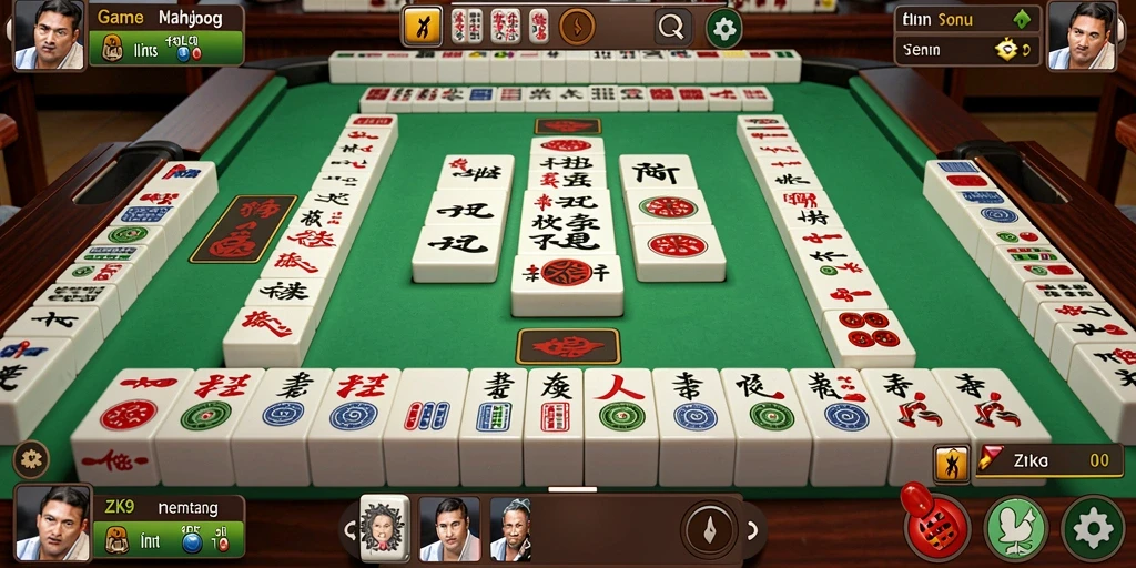 Screenshot gameplay ZK9 menampilkan visual mahjong yang menarik.
